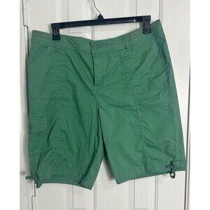 St. John’s Bay Size 18 Green Cargo Bermuda Shorts Side Tie Like New